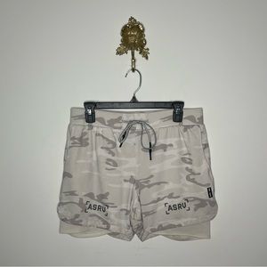 ASRV Men's Camo Athletic Shorts in Light Gray and Beige